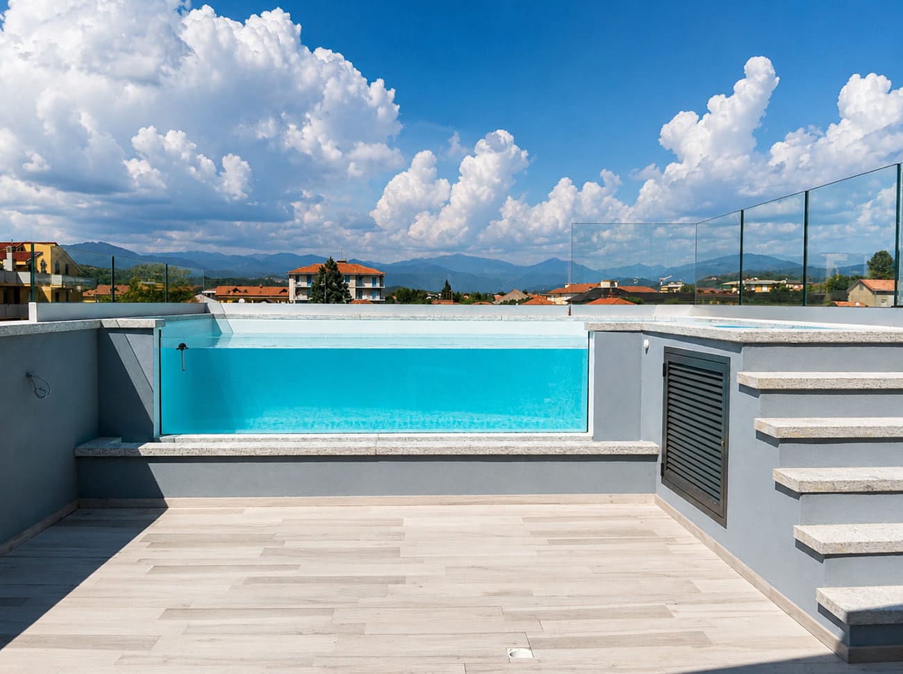 Piscina e attico del centro estetico dopo la riqualificazione